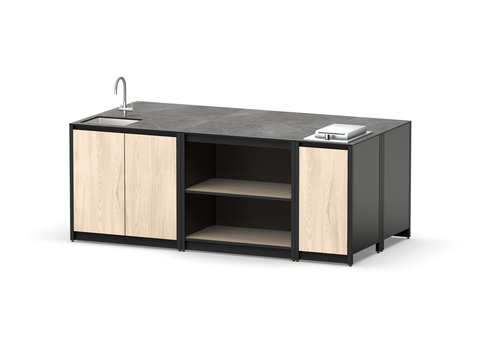 Остров кухонный уличный R-405SP, 2.2 м, дуб сонома/черный мрамор