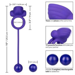 Фиолетовое эрекционное кольцо с утяжелителем Silicone Rechargeable Dual Rockin Rim Enhancer - 