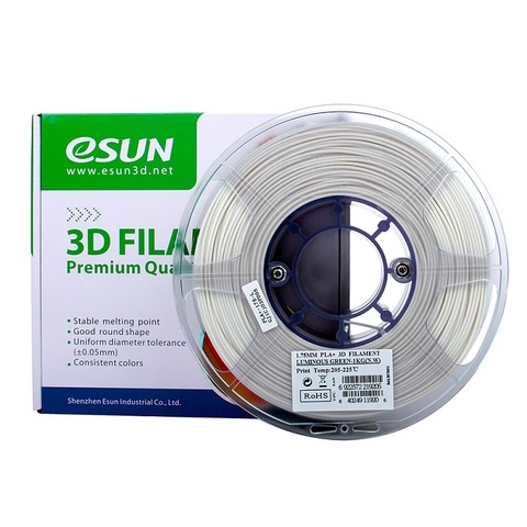 Катушка пластика PLA+ ESUN 1.75 мм 1кг., светящаяся зеленая