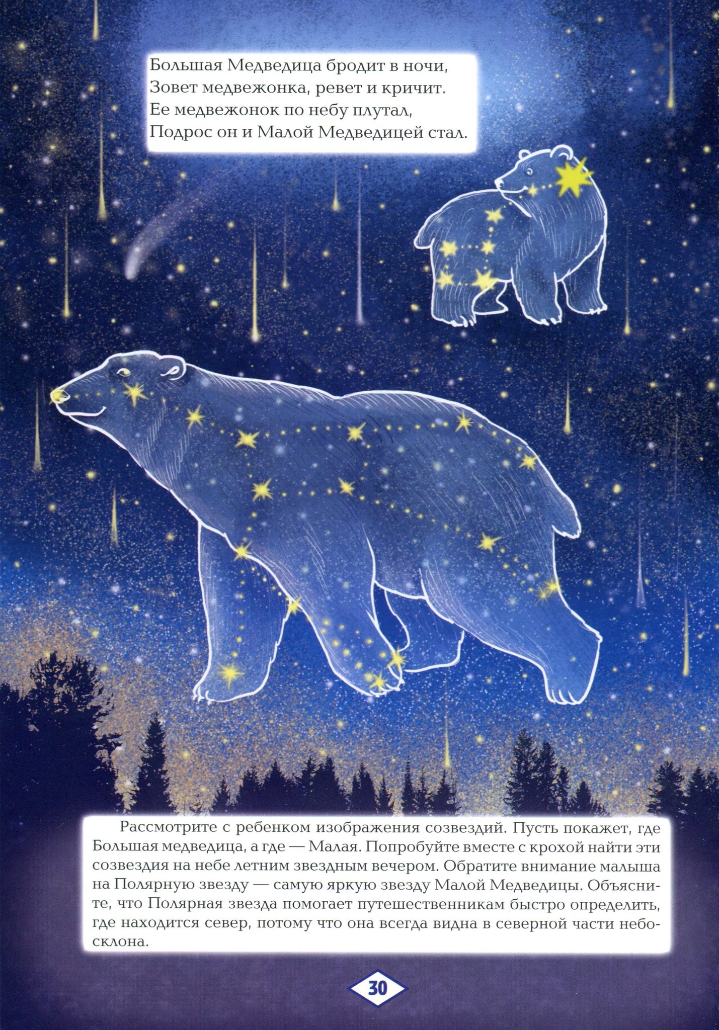 Созвездия медведицы рассказ. Созвездие малая Медведица и Полярная звезда. Большая и малая медвее. Созвездие большой медведицы. Малая Медведица на небе.