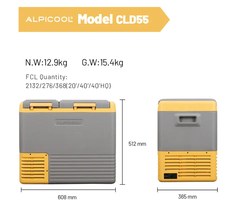 Компрессорный автохолодильник Alpicool CLD55 (Двухкамерный, 12V/24V/220V, 55л)