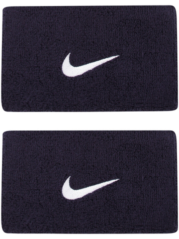 Теннисные напульсники Nike Swoosh Double-Wide Wristbands - obsidian/white