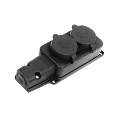 Розетка колодка 2-м Омега РБ32-1-0м с защ.крышкой IP44 каучук ИЭК PKR62-016-2-K02