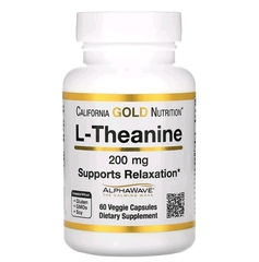 California gold nutrition, L-теанин, с AlphaWave, 200 мг, 60 растительных капсул