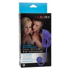 Фиолетовое эрекционное кольцо с утяжелителем Silicone Rechargeable Dual Rockin Rim Enhancer - 