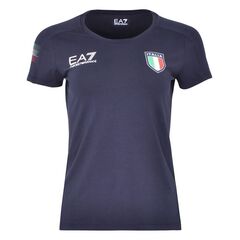 Женская теннисная футболка EA7 Woman Jersey T-shirt - night blue