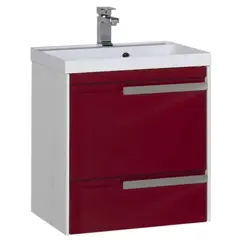 Aquanet 180062 Компл.2 - Тумба Тиволи 60 цв.белый (фасад бордо) (180062) фото