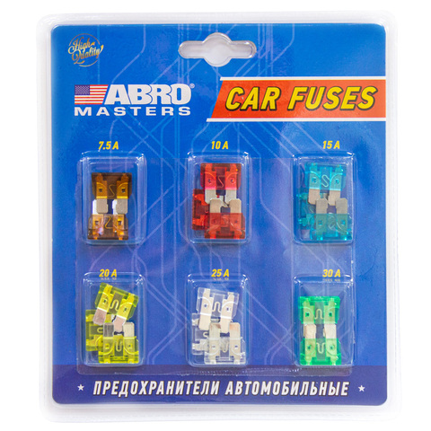 Набор предохранителей флажковых ABRO (7.5, 10, 15, 20, 25, 30 А) FU-AI381-AS-16 16шт.