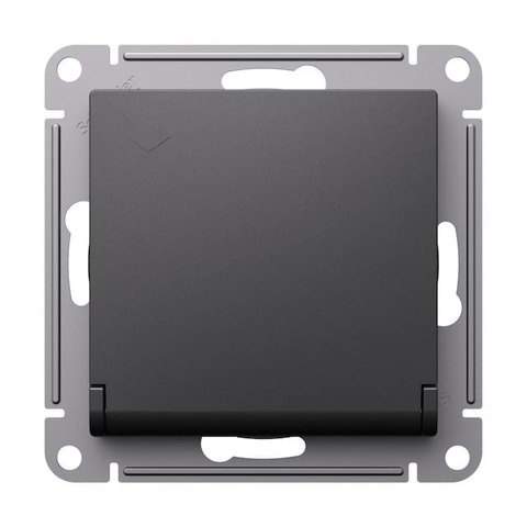 Розетка с заземлением со шторками с крышкой, 16А, IP20. Цвет Базальт. Schneider Electric AtlasDesign. ATN001446