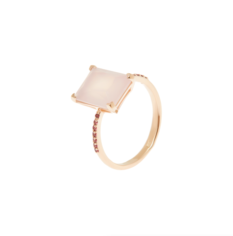 Baguette Rose Quartz Gold Ring