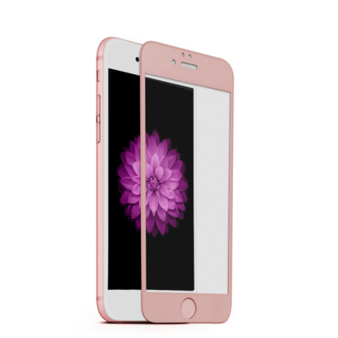 Защитное стекло на весь экран Style c алюминиевой рамкой для iPhone 6 Plus, 6s Plus (Розовое золото)