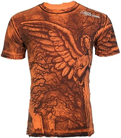 Affliction | Футболка мужская Grave Angel Orange Tee A468O перед