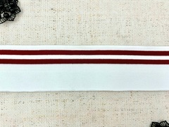 Подвязы трикотажные, ш. 6,5 см, L 124 см, белый с бордовым
