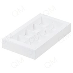 Коробка для 8 конфет с вклееным окном 190*110*30 мм (белая), 50шт