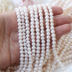 Жемчуг натуральный речной, круглый, 6 мм, 1 нить, Ж008