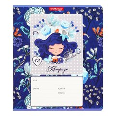 
          Тетрадь 12л., линия, Erich Krause скрепка, блок офсет, мелован. картон "Bluecurl"