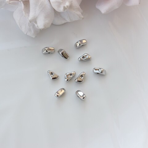 Бусина разделитель (спейсер) фриформ, 8*5 мм, родий, 10 штук. Р082