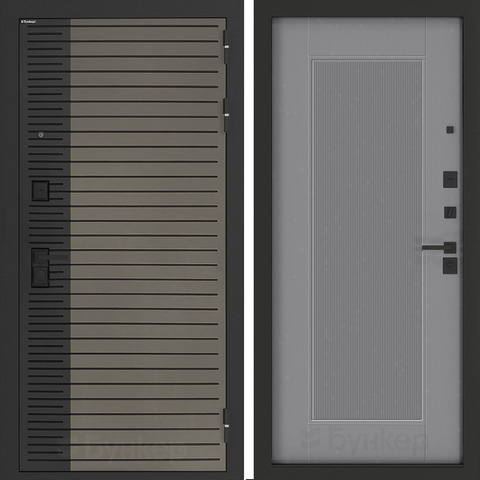 Входная металлическая дверь Бункер HIT Хит B-15 Веллюто кофе / Амстронд Лайт грей софт рельеф