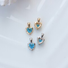Подвеска Сердце с голубым фианитом, 12*8 мм, родий, П296