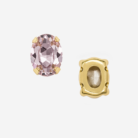 Кристалл Овал (Oval Fancy Stone) в цапах, оттенок "Розовый"/"Rose", 8*6мм, позолота