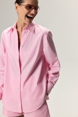 Рубашка из хлопка в полоску KOS Розовый