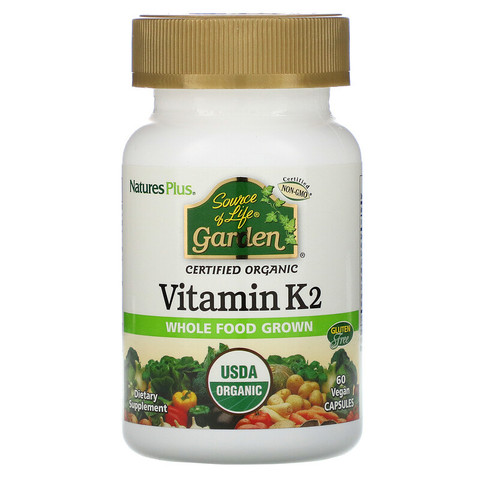 Nature's Plus, Source of Life, Garden, Vitamin K2 (витамин К2), 60 растительных капсул