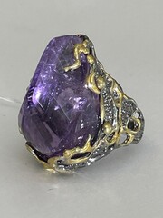 Онтарио-аметист (серебряное кольцо с позолотой)