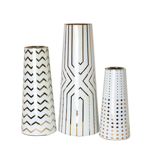 Ваза White Geometric Pattern