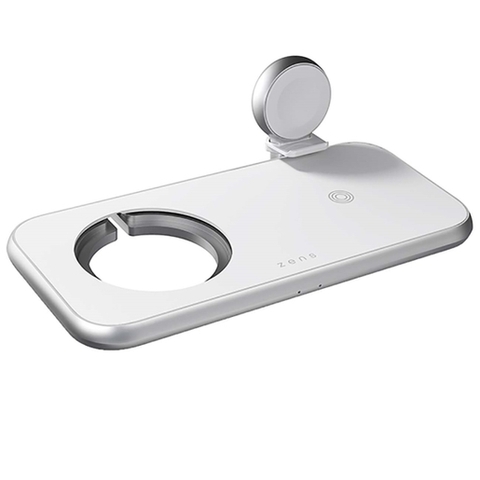 Беспроводная зарядка ZENS Aluminium 4-в-1 Wireless Charger 45W USB PD MagSafe, белый