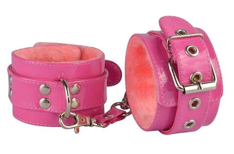 Яркие наручники из искусственной лаковой кожи розового цвета - Sitabella Gloss 5010-40