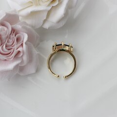 Кольцо Сердце с фианитом, зелёный, позолота, Д007