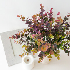 №3 Эвкалипт искусственный, шаровидный, сиреневый, 35 см., набор 2 букета.