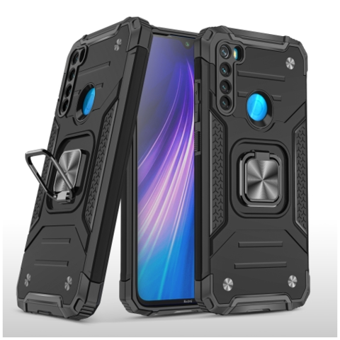 Противоударный чехол Strong Armour Case с кольцом для Samsung Galaxy A21 (Черный)