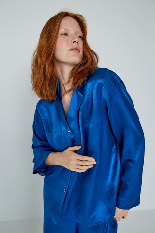 Рубашка в пижамном стиле из шелка Стелла Маккартни солнце синий