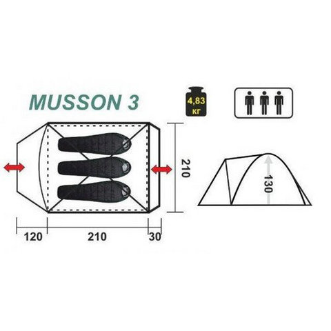 Палатка 3-местная MUSSON-3 (HS-2366-3 GO) Helios