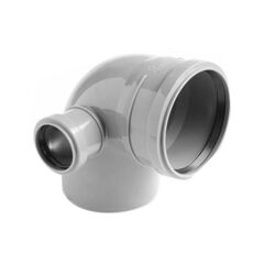 Отвод ПП (полипропилен) для канализации 90гр. Дн 110 с патрубком Дн 50 левый с уплотнительным кольцом