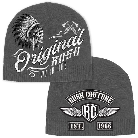 Rush Couture | Шапка мужская ORIGINAL RUSH WARRIOR BEANIE Grey RC205 перед и сзади