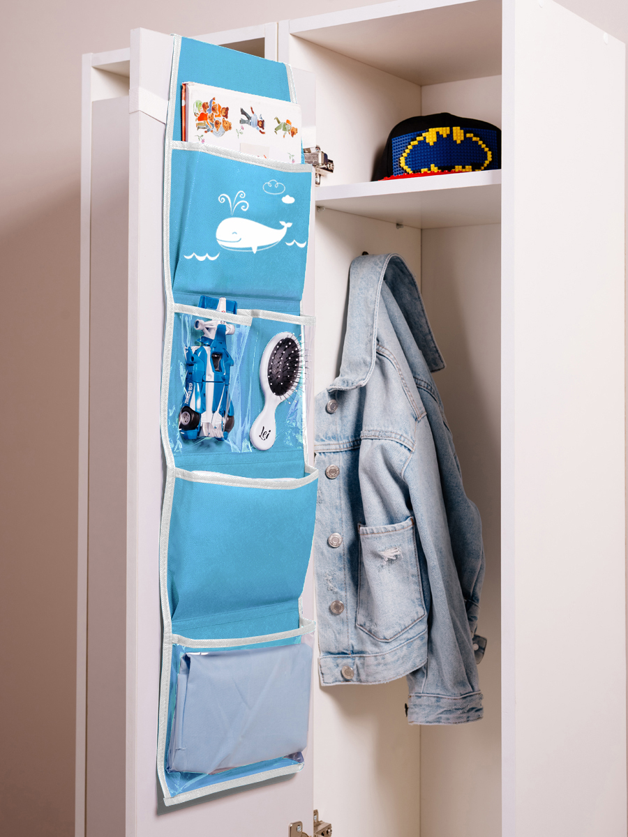 Кармашки в садик для детского шкафчика 85х20 см, Китенок (голубой)