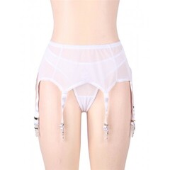 Пояс белый для чулок с ремешками на клипсах (XL-2XL)