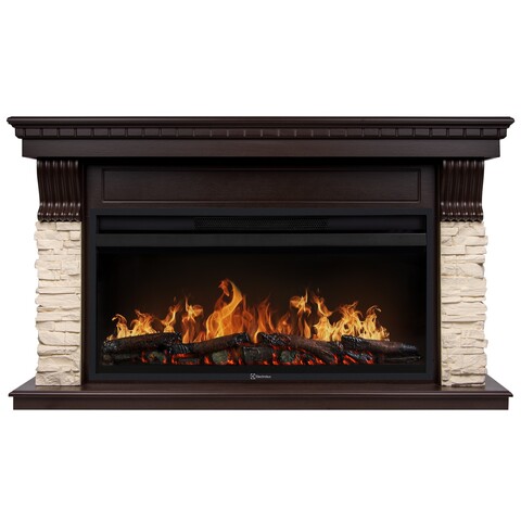 Портал Firelight Michigan 42/40/36 камень молочный шпон темный дуб