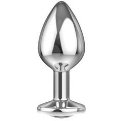 Анальная пробка Lola Toys Diamond Sparkle Large, серебро прозрачная