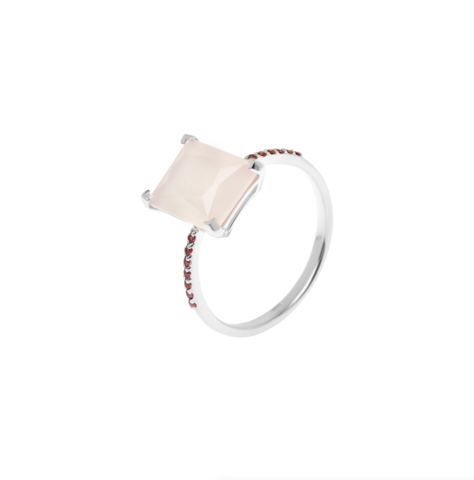 Baguette Rose Quartz Ring