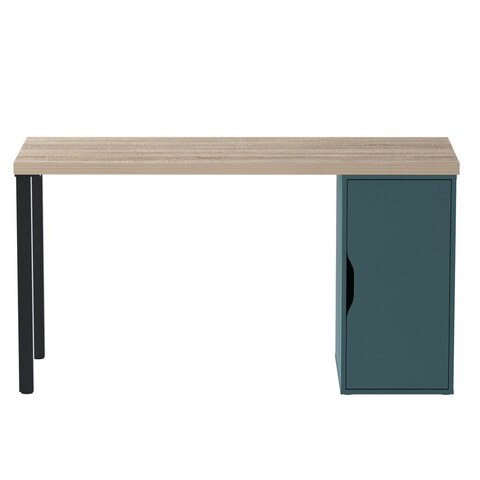 Стол письменный Ингар 2/ДВ/Т, 140*75*55 см, дуб беленый/серо-бирюзовый/черный