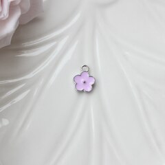 Подвеска Цветок с эмалью 11*9 мм, розовая, родий П1049