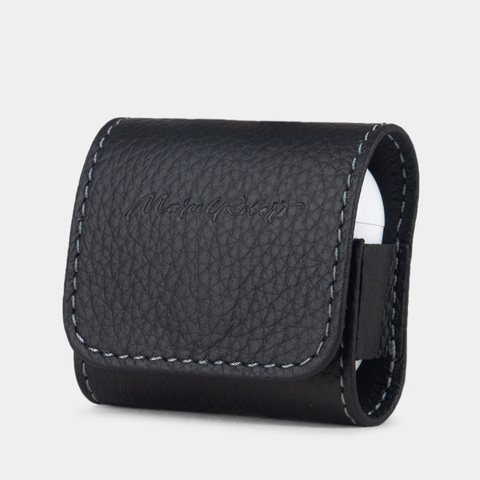 Чехол для наушников AirPods 3 из кожи теленка, цвета черный