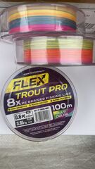 Плетёный шнур форелевый, Flex Trout Pro 8х100м (Multicolor) 0,3 РЕ (2.25кг)