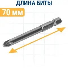 Бита отверточная ПРАКТИКА Профи PH-2 х  70 мм (2 шт) (915-533)
