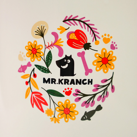Бокс Mr.Kranch керамический для хранения корма для собак Цветы Прованса 1900 мл розовый