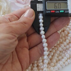 Жемчуг натуральный речной, круглый, 6 мм, 1 нить, Ж008