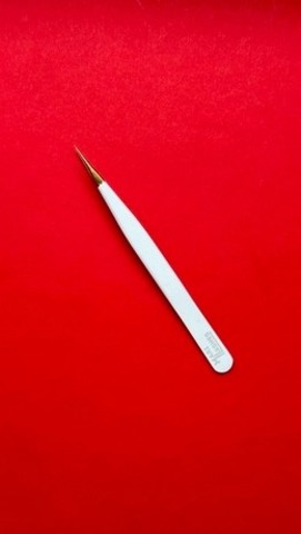 Пинцет Mari Lashes Shop прямой Бело-золотой